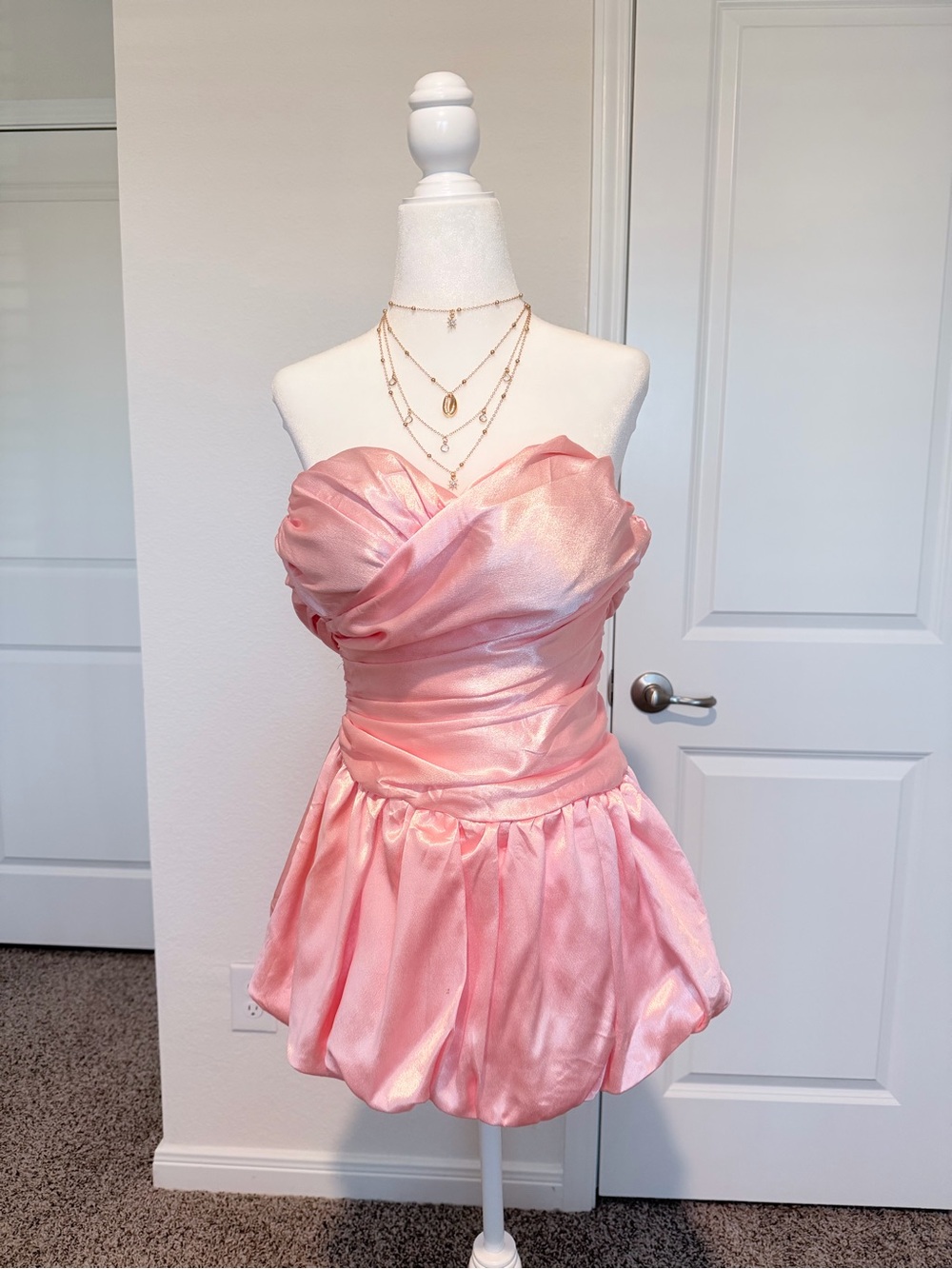 Pink Satin Mini Dress